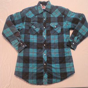 Vintage Miller Western Wear Quilted Flannel Shirt Jacket Sz M Pearl Snap